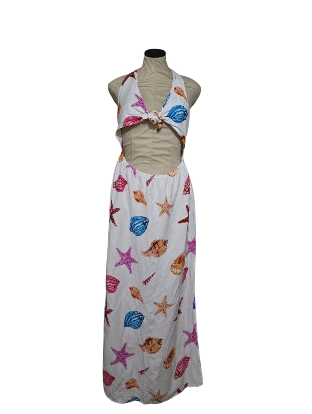 Anthropologie Cut-Out Halter Cut-Out Cover Up Maxi Dress Size L - Picture 5 of 10